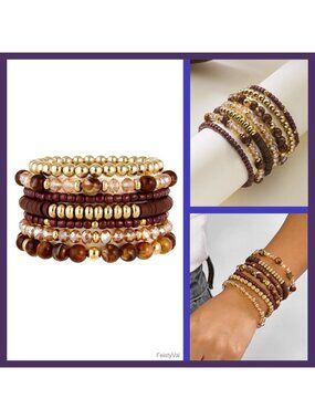 Boho Multilayer Stretch Beaded Bracelets Set Stackable Handmade Jewelry Gift